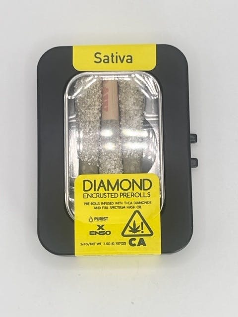 Photograph of product: Purist 1g Boss Drank X Sour Diesel Diamond Infused preroll 3pk 49%