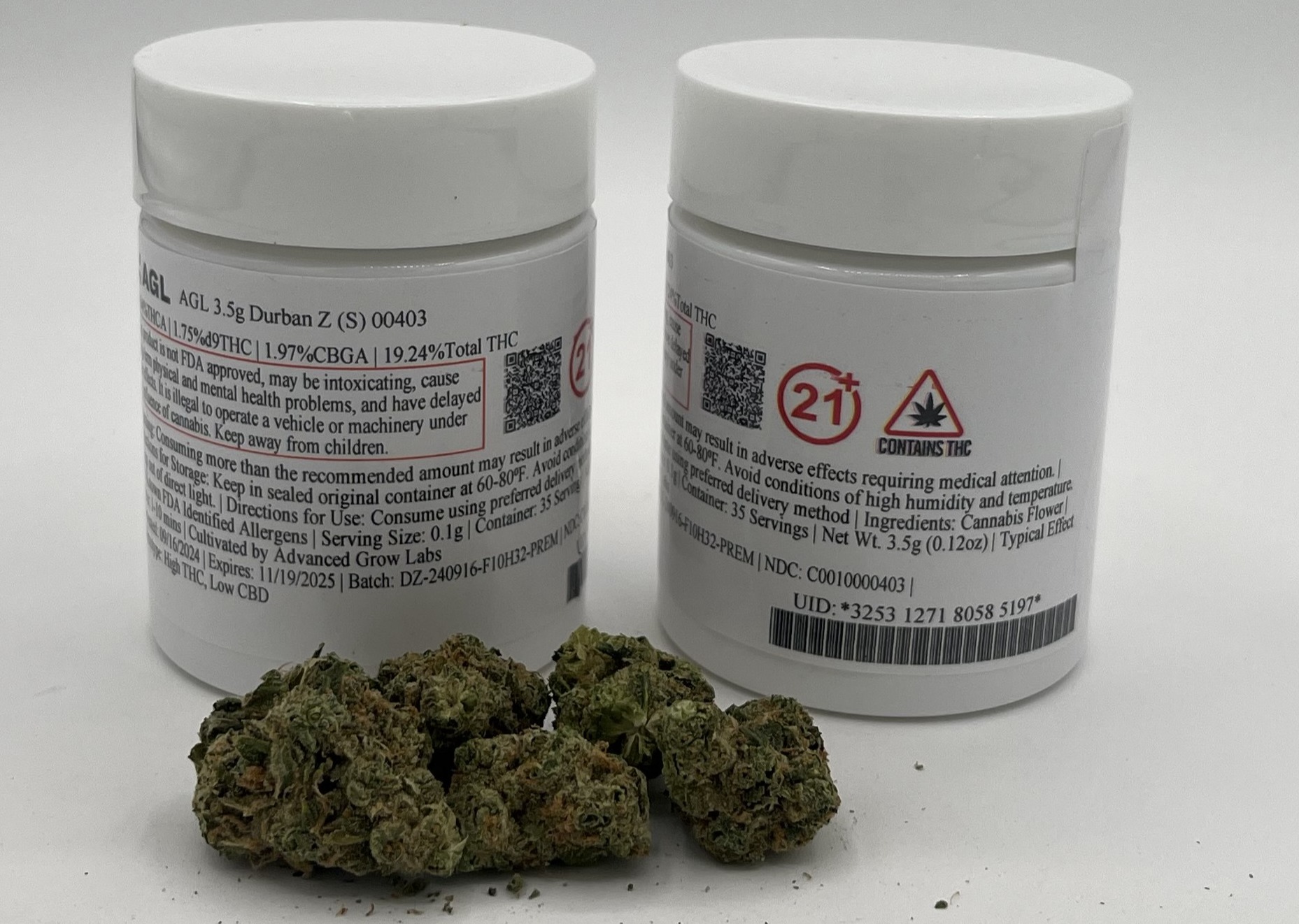 Photograph of product: AGL Durban Z Whole Flower 3.5g (S) 00525