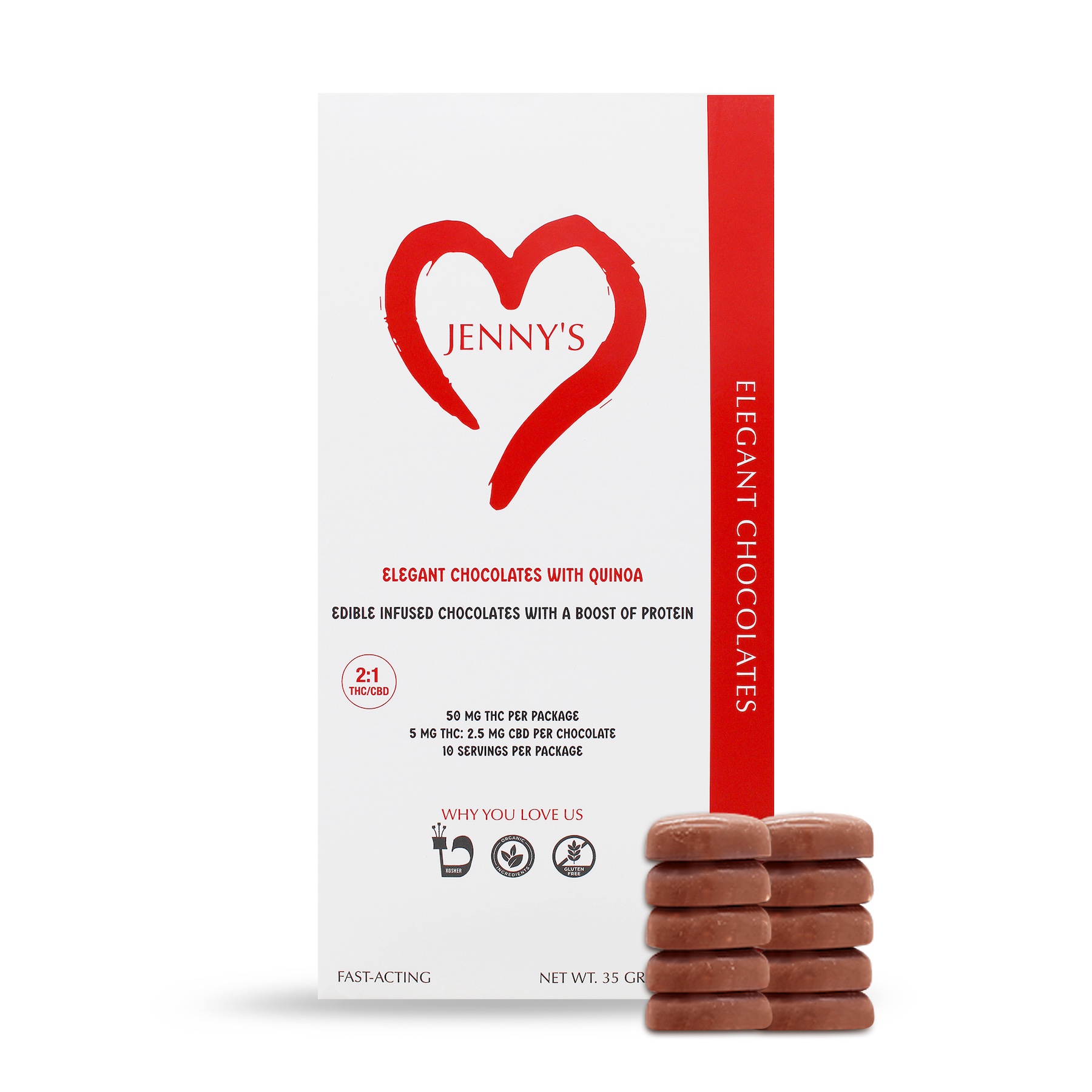 Photograph of product: Elegant Chocolates with Quinoa 2:1 | 100mg
