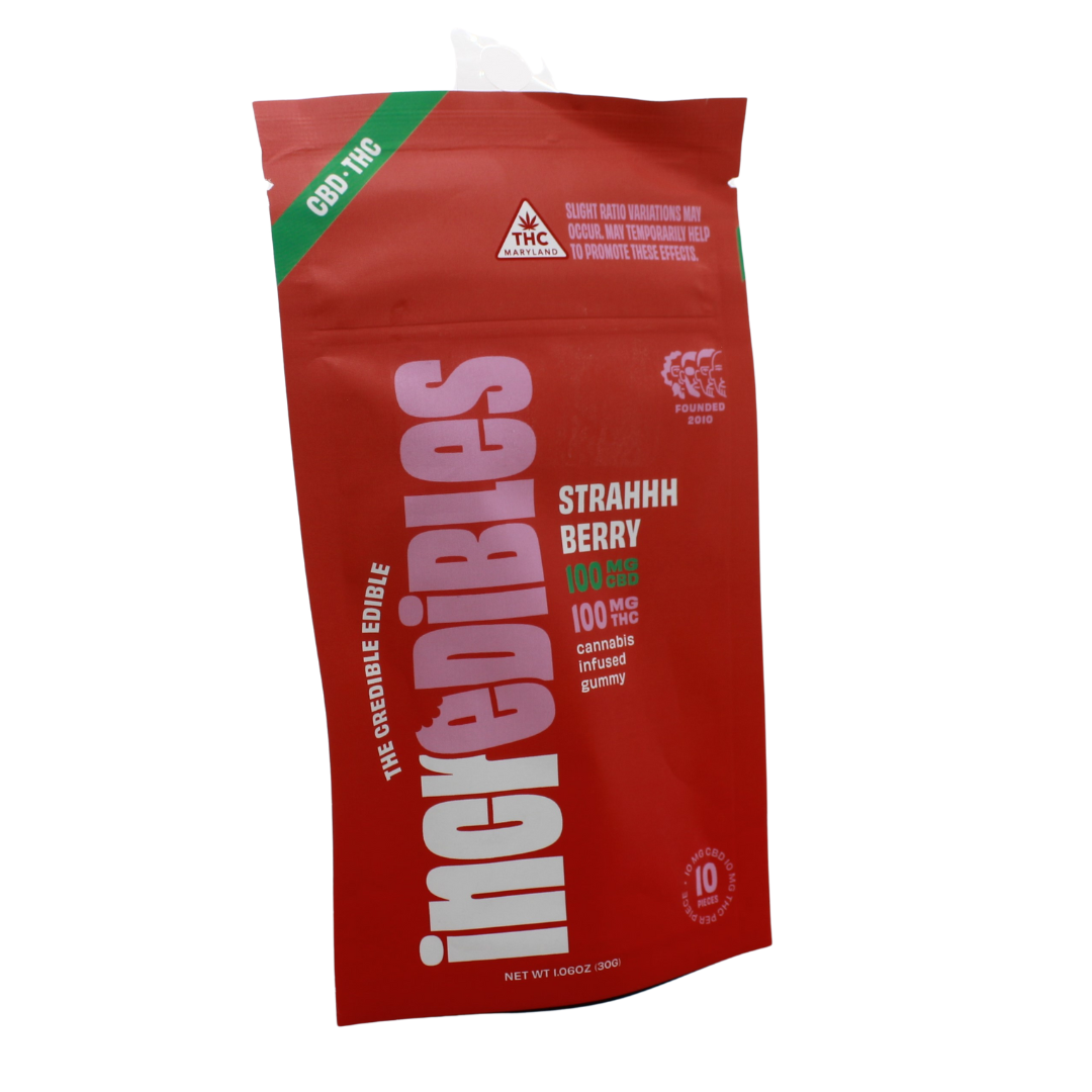 Photograph of product: Incredibles Soft Lozenges Strahhhhberry 1:1 CBD:TH-oui 10ct of 10mg:10mg
