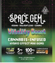 Photograph of product: VITALITY BOOST SOUR LIME AND LEMON 100MG GUMMIES 20 PACK