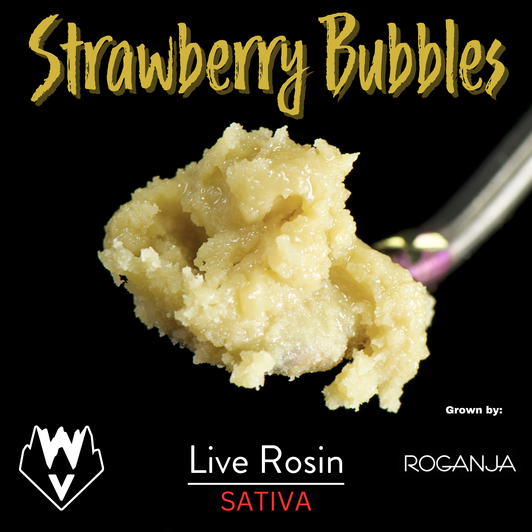 Photograph of product: rosin WVA Strawberry Bubbles Live Rosin 1G