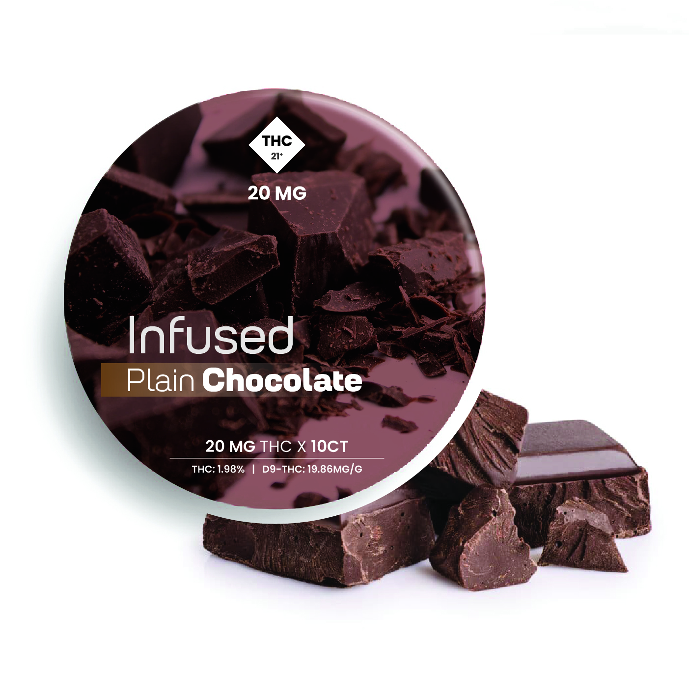 Photograph of product: Infused Plain Chocolates | 20mg TH-oui x 10ct