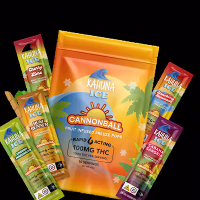 Photograph of product: Kahuna Ice | Cannonball | Fruit Infused Freeze Pops | 10 Pk | 100mg