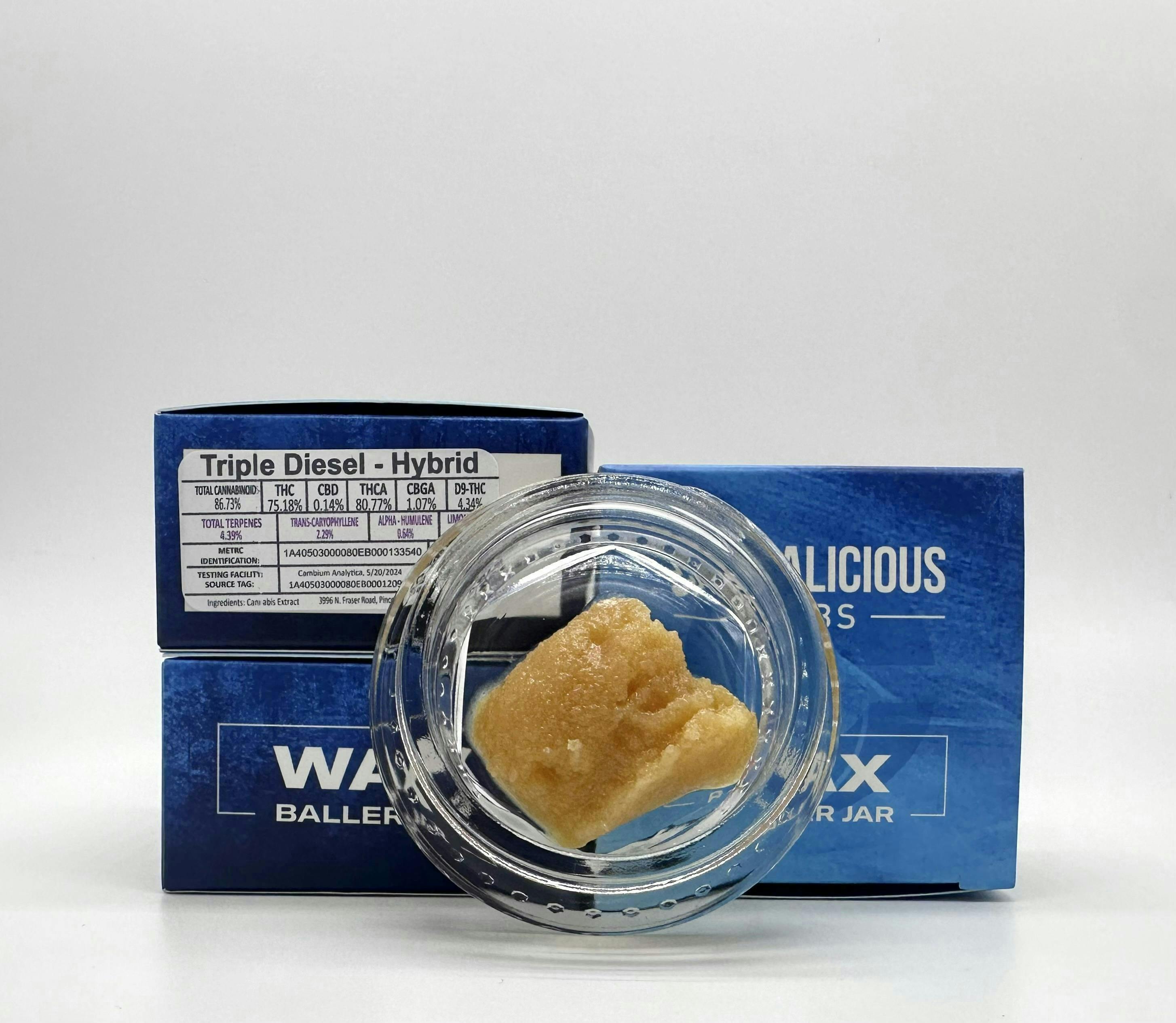 Photograph of product: AU Cannalicious: Triple Diesel (H) Wax Baller Jar