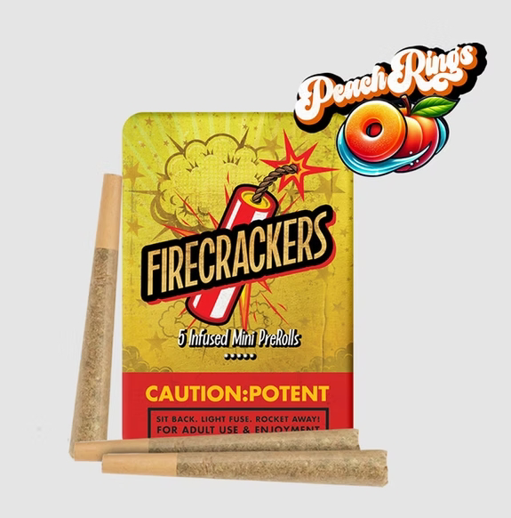 Photograph of product: Peach Rings | Infused 5pk | Firecrackers | Pioneer Valley