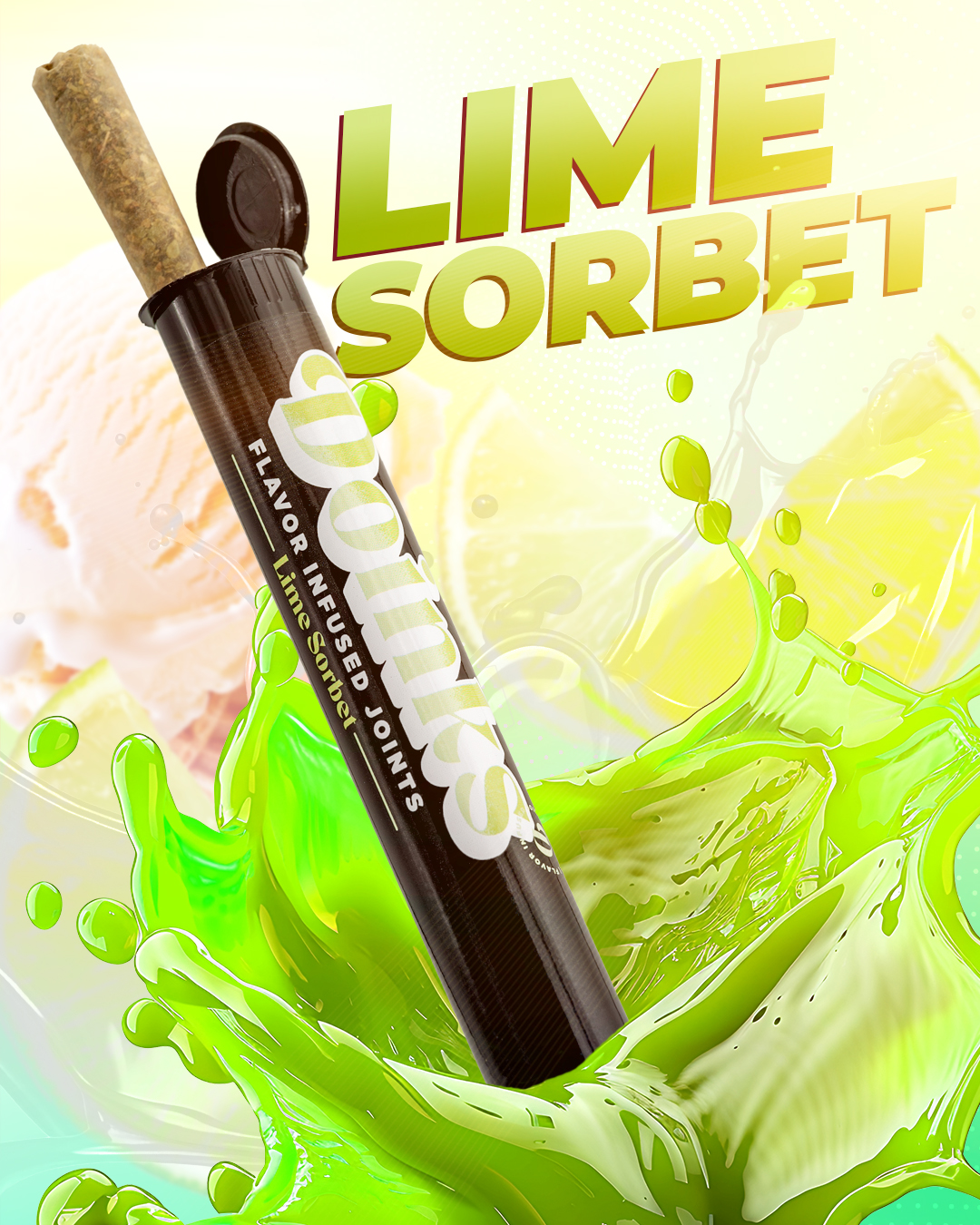 Photograph of product: Doinks | Lime Sorbet (I-H) Infused Pre Roll | 1g
