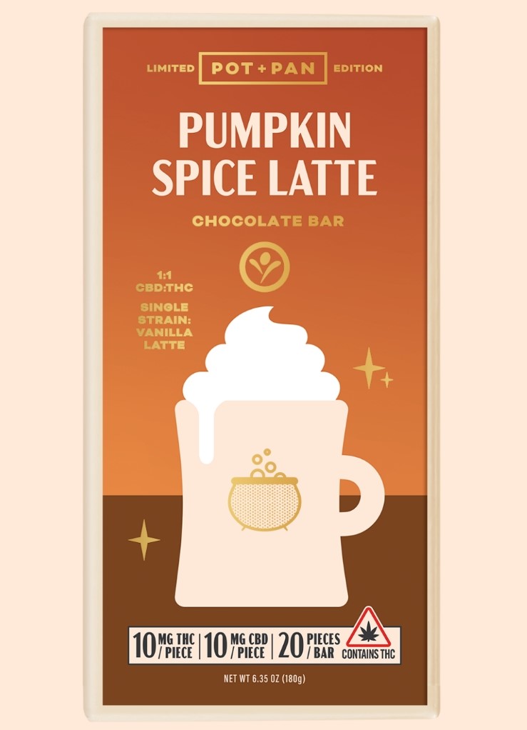 Photograph of product: 1:1 | PUMPKIN SPICE LATTE CHOCOLATE BAR | 20 PCS | 10MG