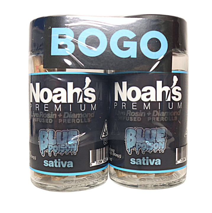 Photograph of product: Noah's Premium - 5pk Infused Pre Rolls - Blue Poison