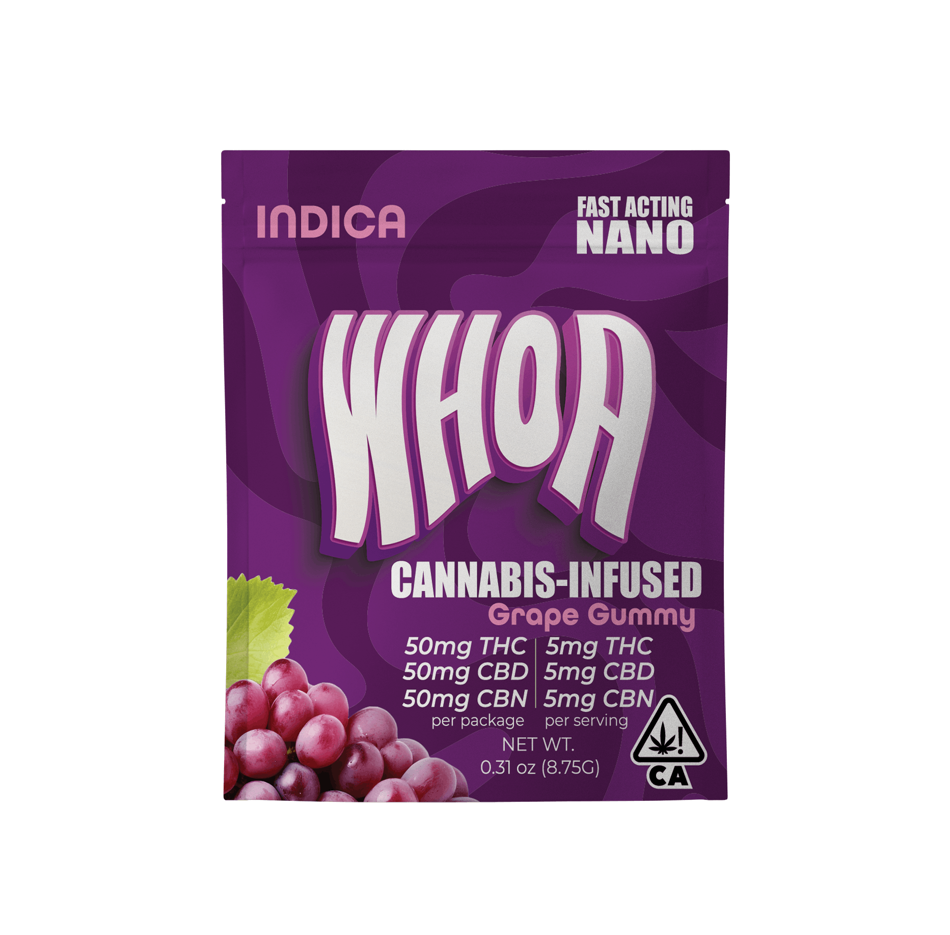 Photograph of product: Whoa | Grape CBN CBD TH-oui Gummy - Bite, Relax (1:1:1 TH-oui:CBD:CBN)  | 50mg TH-oui/50mg CBD/50mg CBN