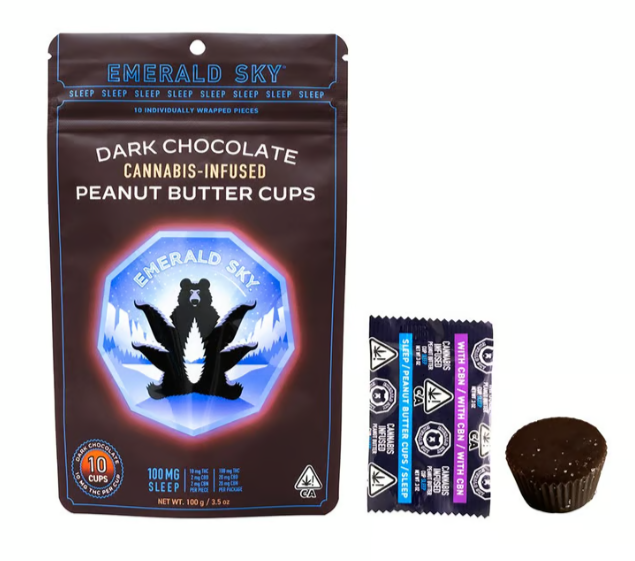 Photograph of product: SLEEP - DARK CHOCOLATE PEANUT BUTTER CUPS (100MG TH-oui / 20MG CBN)