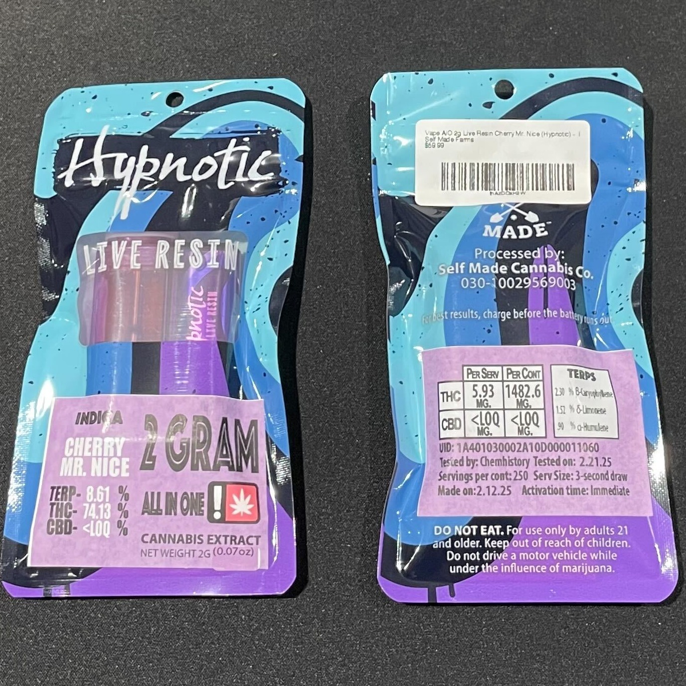 Photograph of product: Vape AiO 2g Live Resin Cherry Mr. Nice (Hypnotic)