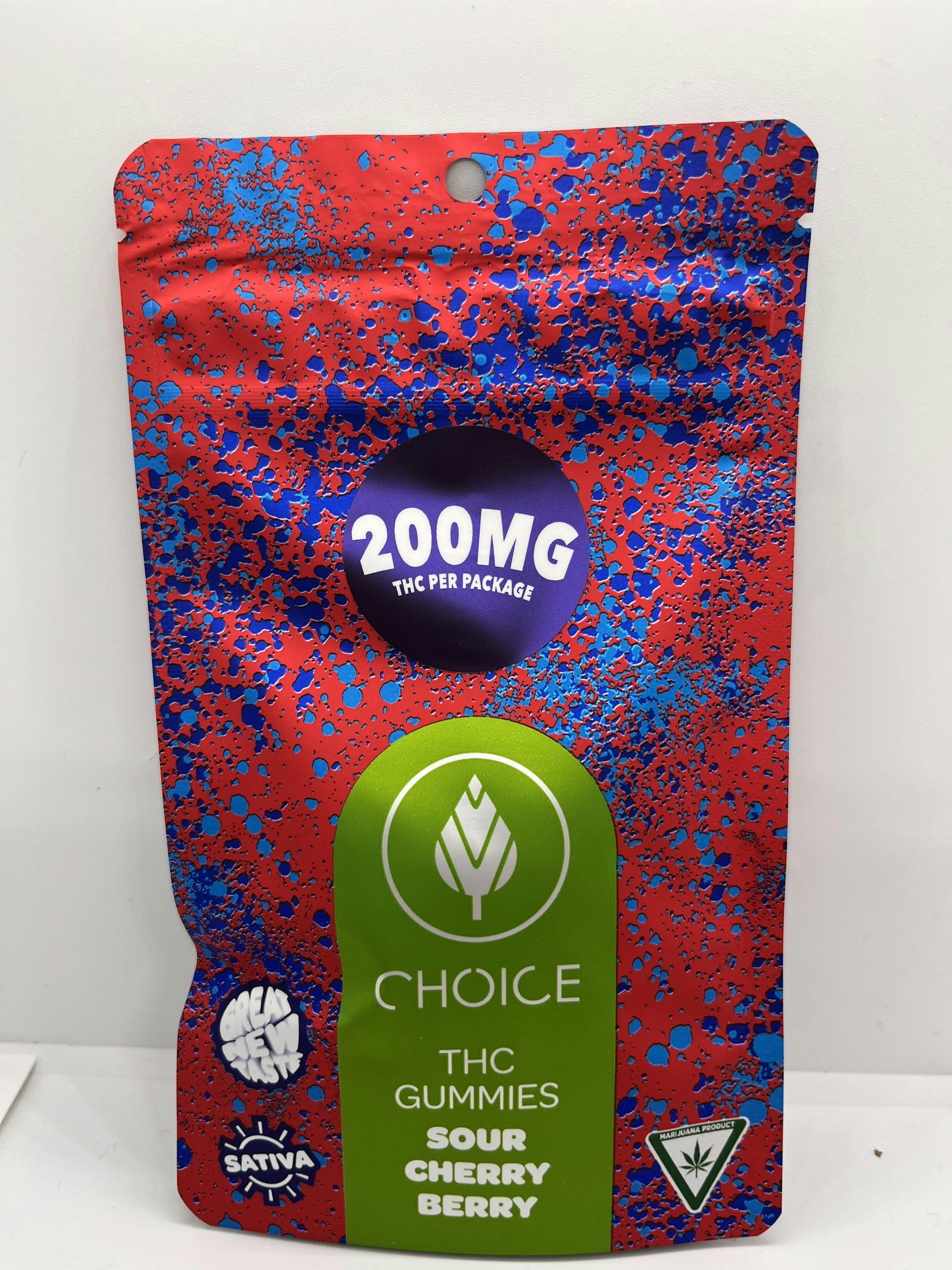 Photograph of product: Choice Chews 200mg Sour Chronic Cherry Berry