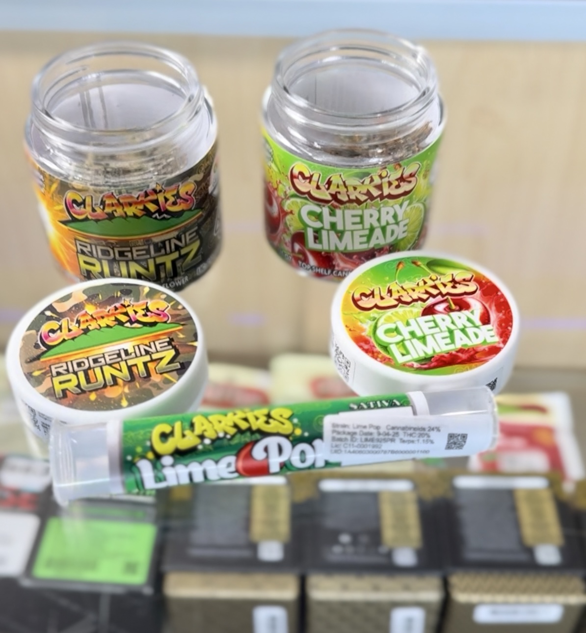 Photograph of product: Clarkies Lime Pop Pre-Roll 1g