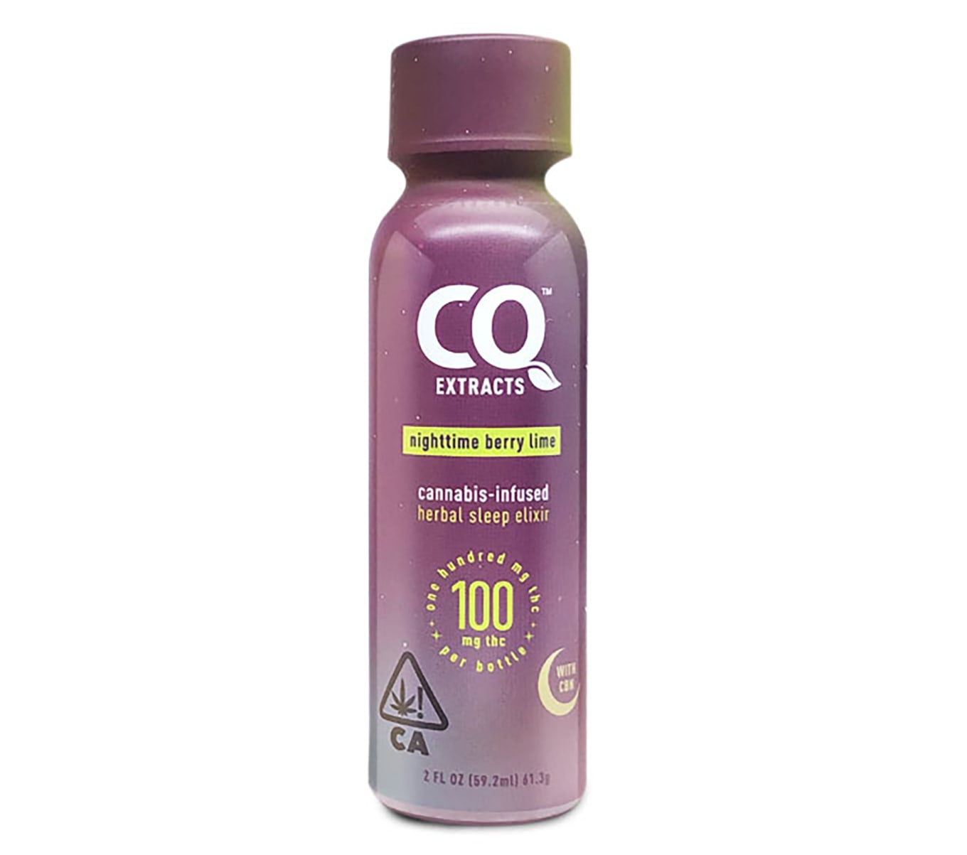 Photograph of product: CQ Drinks - CQ - 100mg - 2.2oz - Nightime Berry Lime CBN