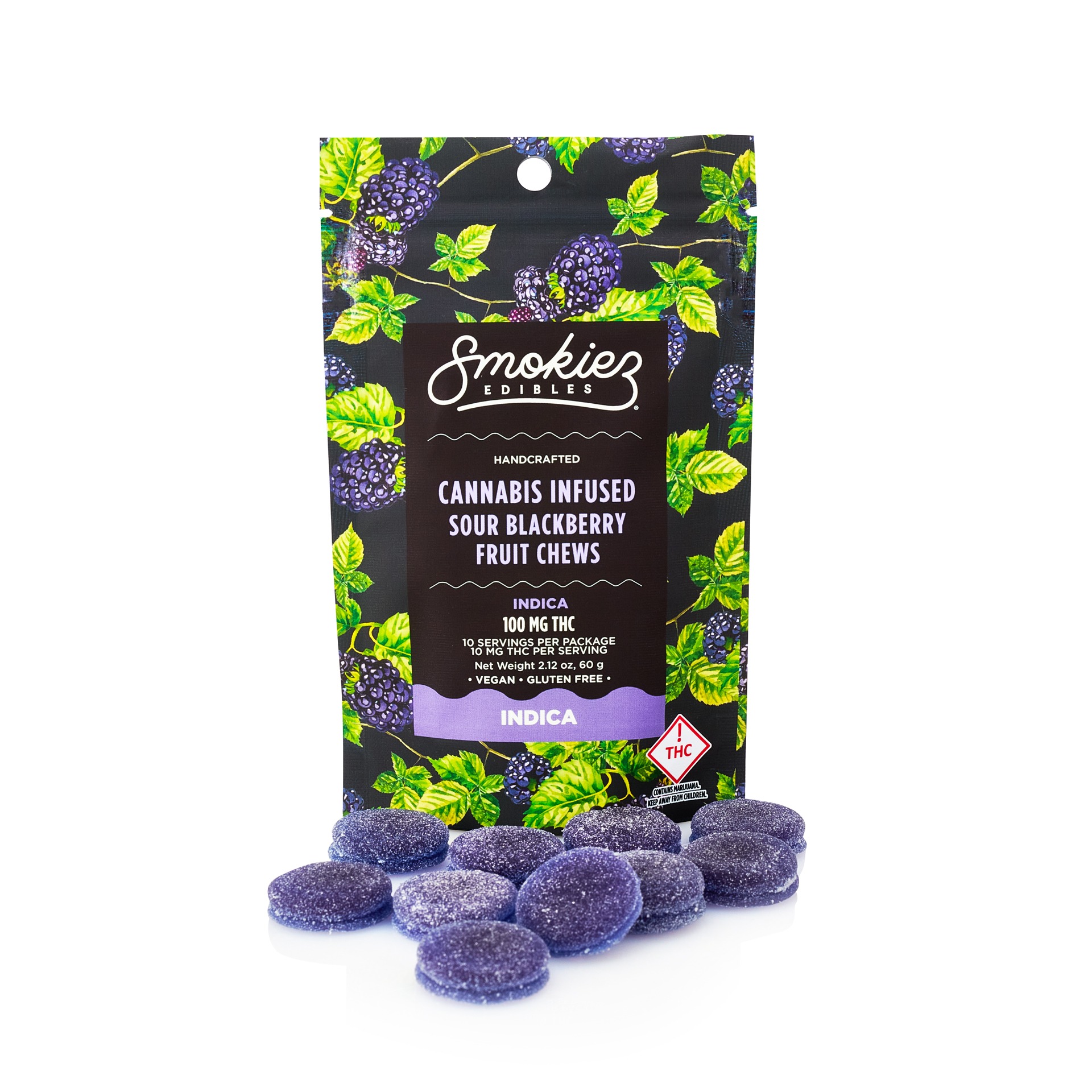 Photograph of product: Sour Blackberry (I) 100mg Fruit Chews