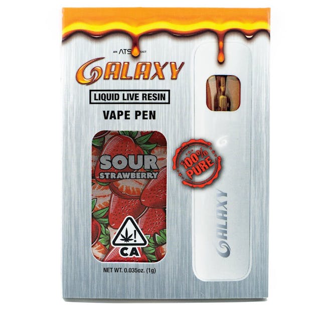 Photograph of product: Sour Strawberry | 1g Liquid Live Resin Disposable - 