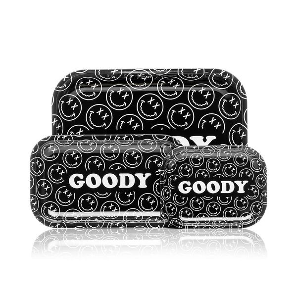 Photograph of product: Goody Glass - Black Pattern Rolling Tray - Large