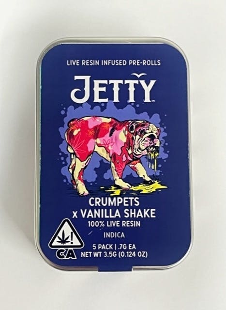 Photograph of product: Jetty .7g Crumpets x Vanilla Shake Infused Preroll 5pk