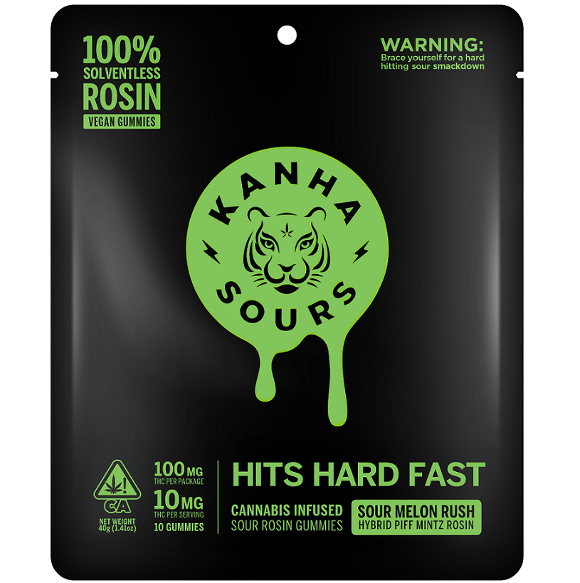 Photograph of product: Kanha Nano Sour Melon Rush Solventless Rosin Hybrid Gummies