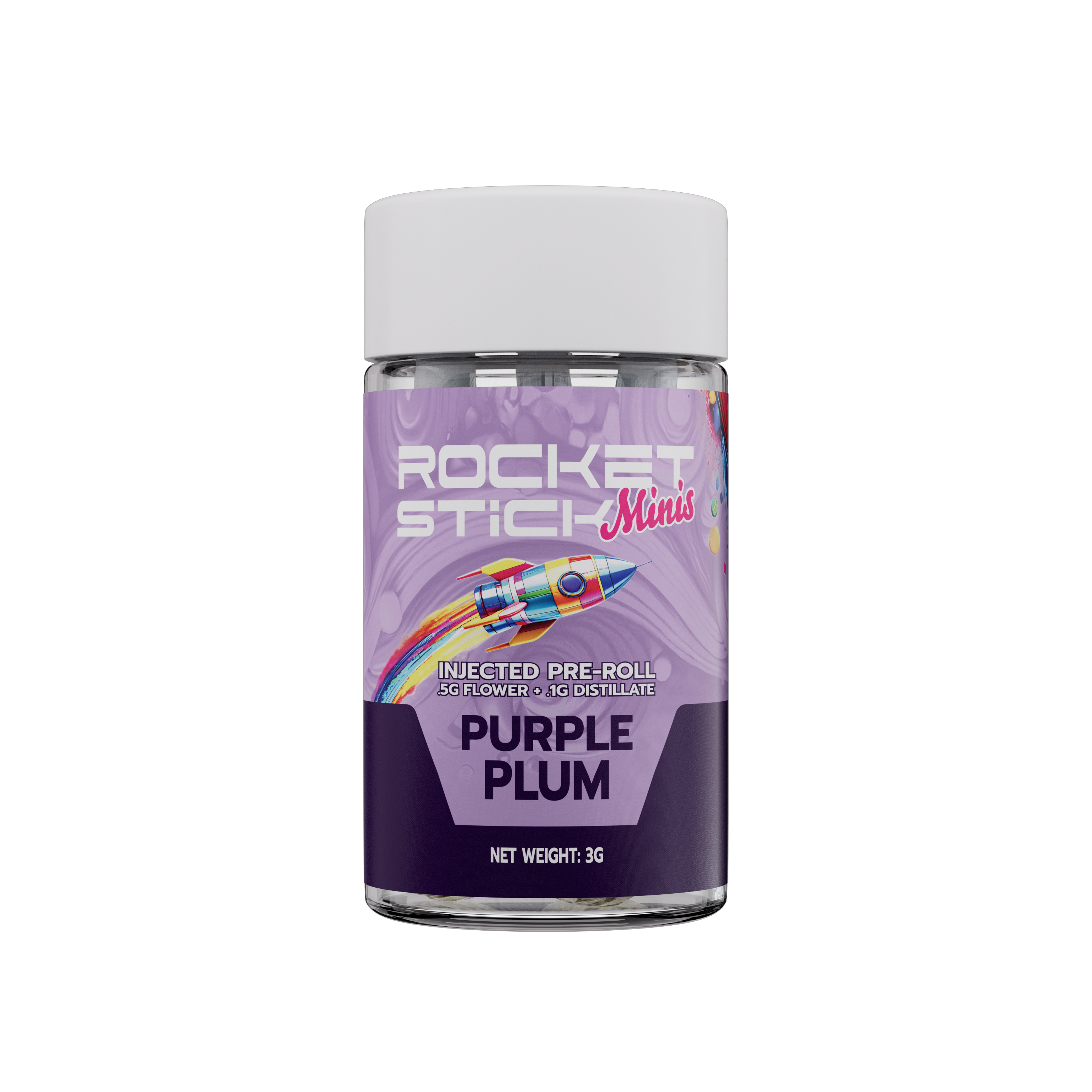 Photograph of product: Rocket Stick | Purple Plum | 5pk/.6G Distillate/Terp Infused Pre-Roll