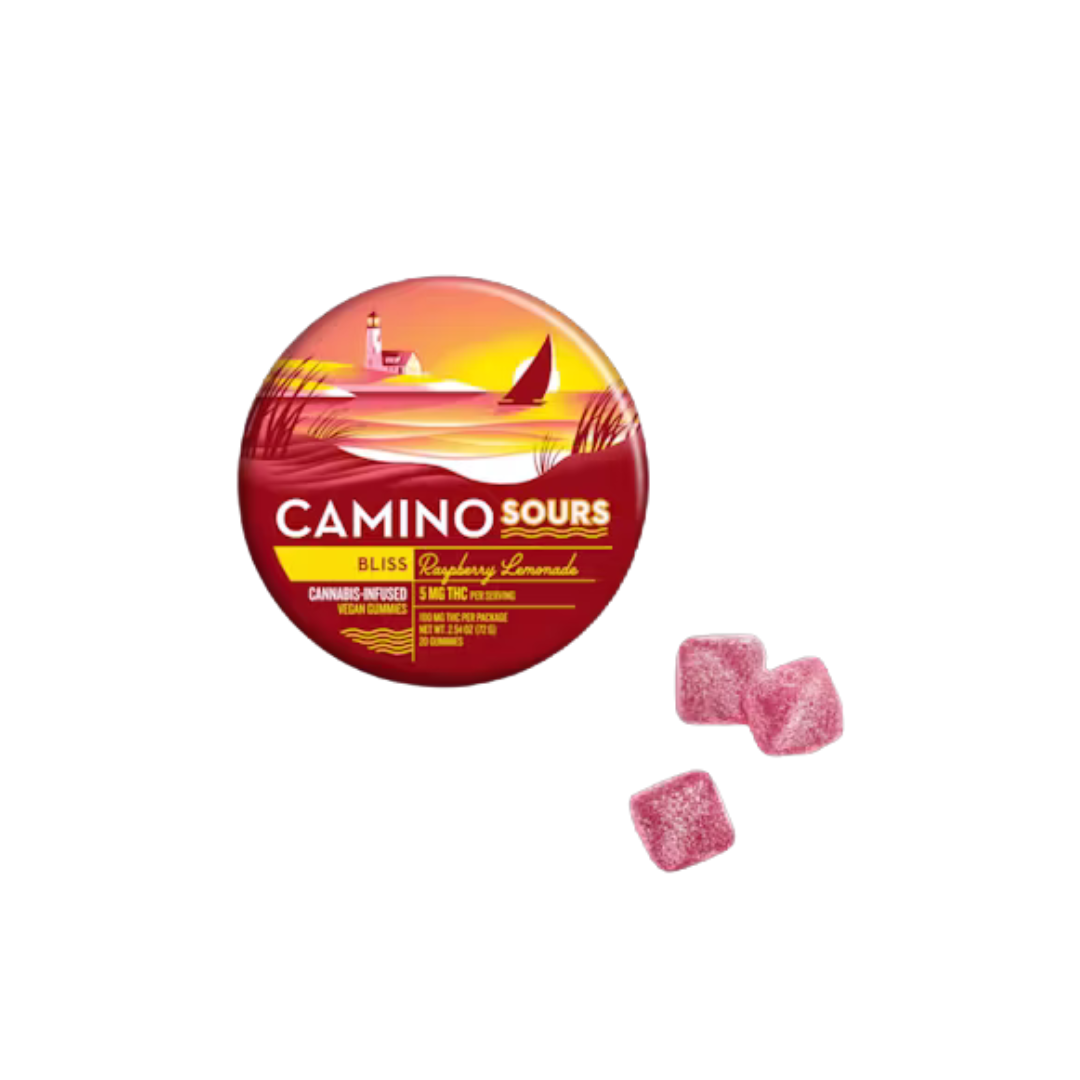 Photograph of product: Camino Sours | Gummies | 10pk | Raspberry Lemonade | Bliss | Vegan | 100mg