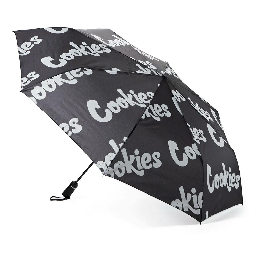 Photograph of product: COOKIES ORIGINAL MINT REPEATED PRINTED LOGO POLYESTER UMBRELLA (39"L X 51" W)  - BLACK