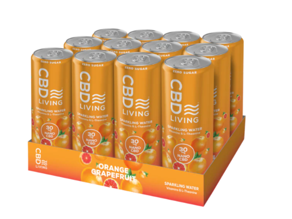 Photograph of product: CBD LIVING | CBD | Sparkling Water | Orange Grapefruit | 25mg
