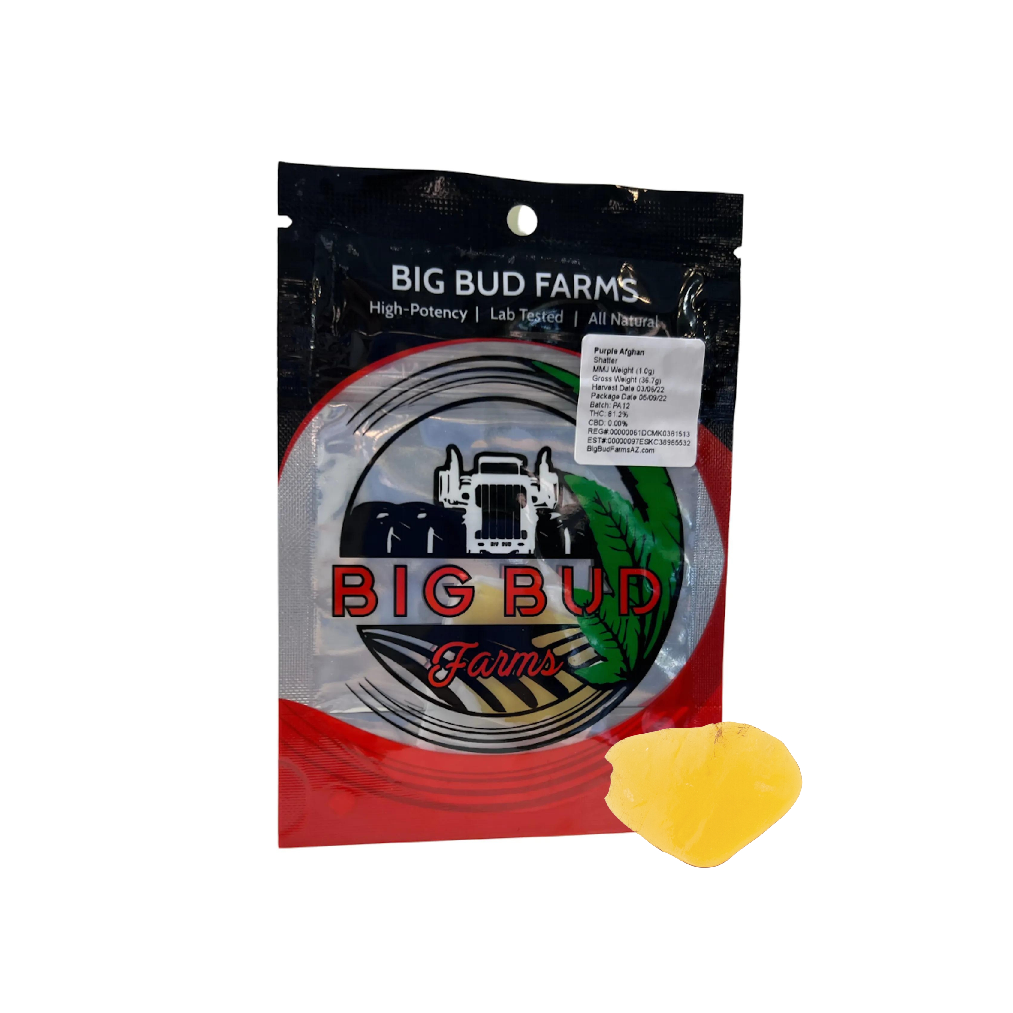Photograph of Product: BIG BUD FARMS - SHATTER - 1G - ICE CREAM CAKE - INDICA