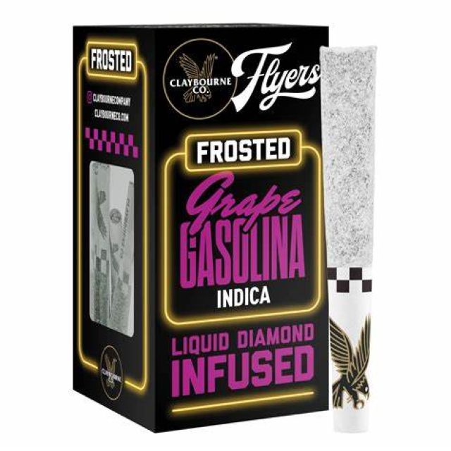 Photograph of product: GRAPE GASOLINA FROSTED 2.5G INFUSED 5 PACK PREROLLS