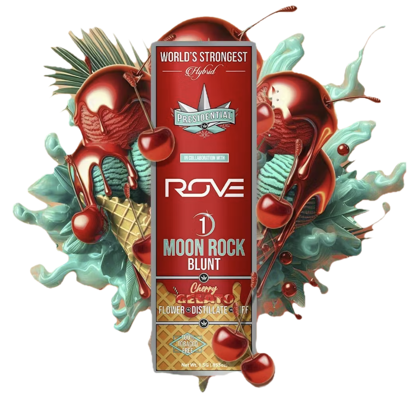 Photograph of product: Presidential x Rove Cherry Gelato Moon Rock 1.5g Infused Blunt
