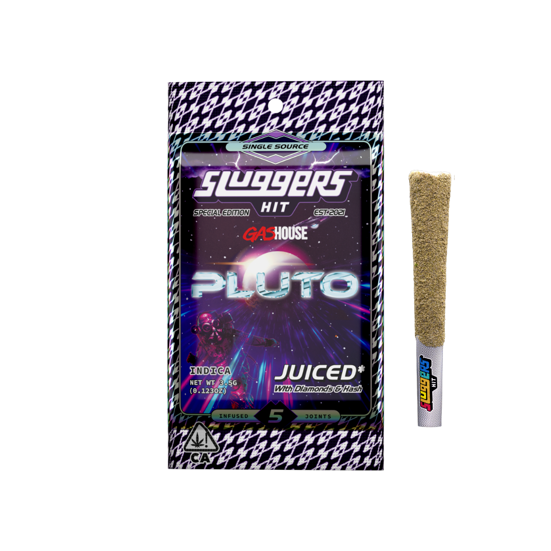 Photograph of product: SLUGGERS X GASHOUSE PLUTO 3.5G INFUSED 5 PACK PREROLLS