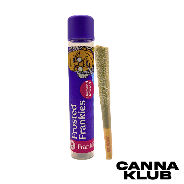 Photograph of product: RAINBOW FADE 1.25G FROSTED FRANKIE INFUSED PRE ROLL
