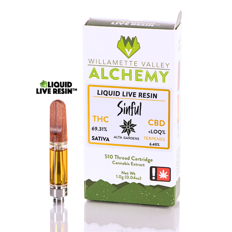 Photograph of product: Willamette Valley Alchemy - Liquid Live Resin Cartridge - Sinful