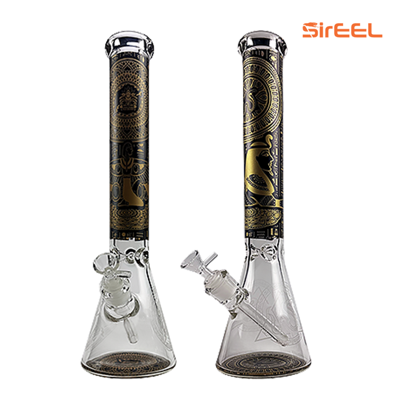 Photograph of product: $70 SirEEL Ancient Glyph Etched Beaker Bong with Flower Bowl