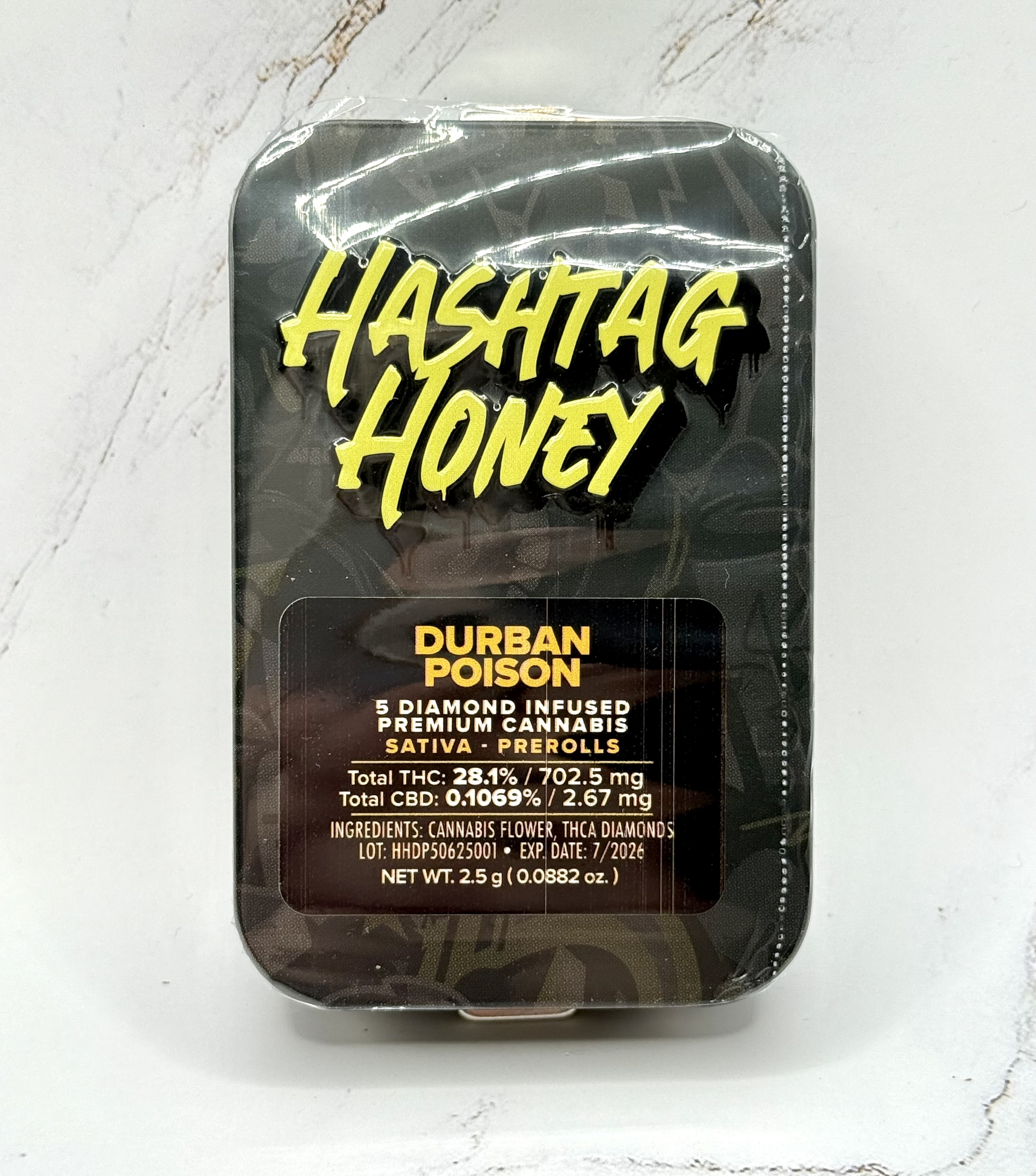 Photograph of product: au chocolattag Honey - Durban Poison Diamond infused Prerolls - 5pk