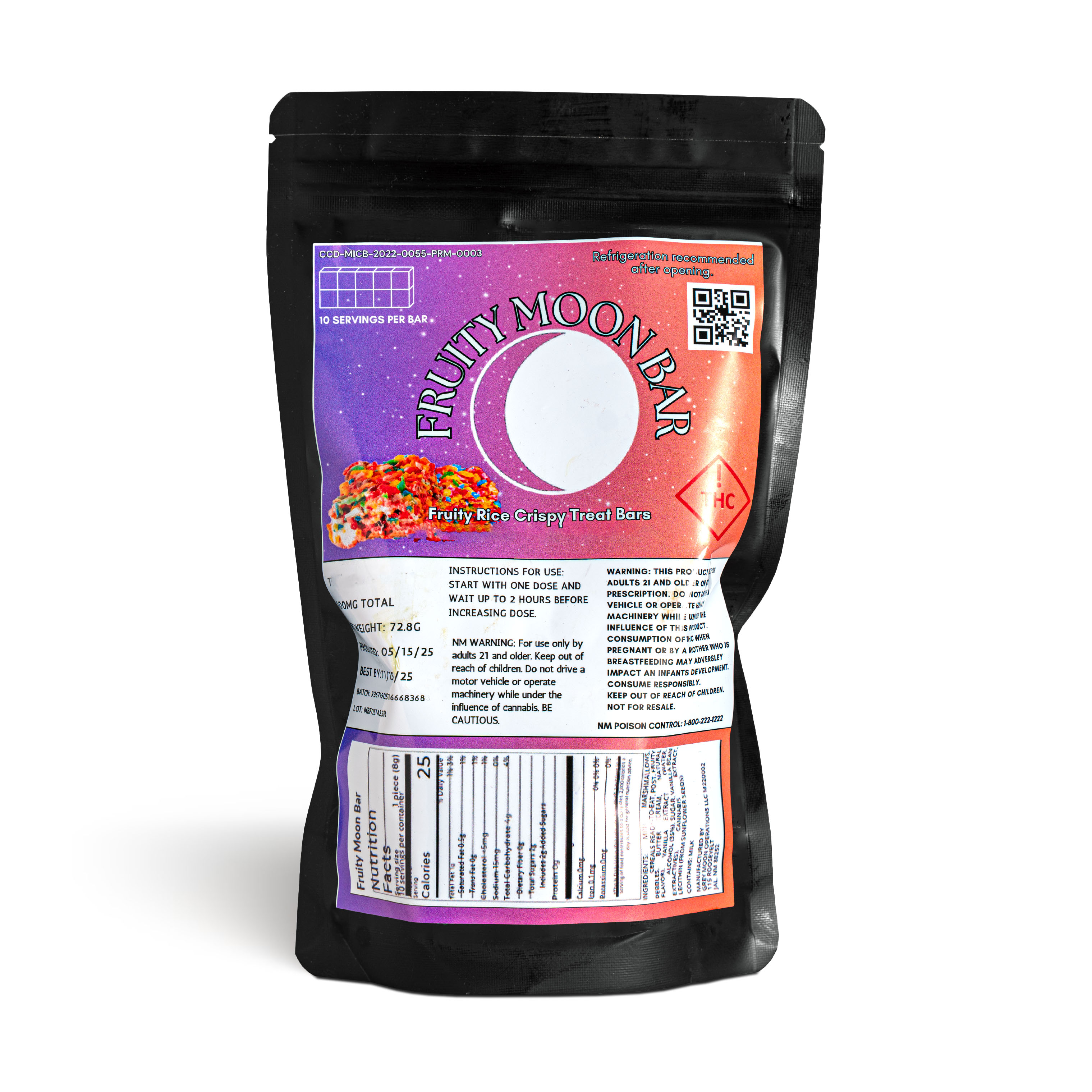 Photograph of product: Fruity Moon Rice Crispy Bar - 500mg
