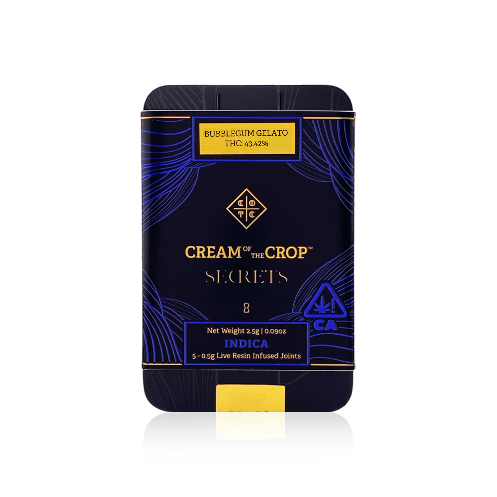 Photograph of product: CREAM OF THE CROP - Infused Preroll - Bubblegum Gelato - 5 Pack - 2.5G
