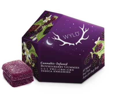 Photograph of product: Wyld - (I)  Boysenberry 1:1:1  (CBD:CBN + Oui'd Enhanced) Gummies