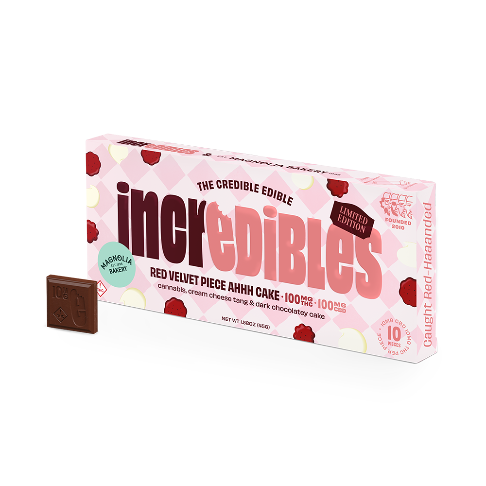 Photograph of product: Magnolia Bakery Red Velvet Piece Ahhh Cake Bar + CBD [10pk] (100mg TH-oui / 100mg CBD)