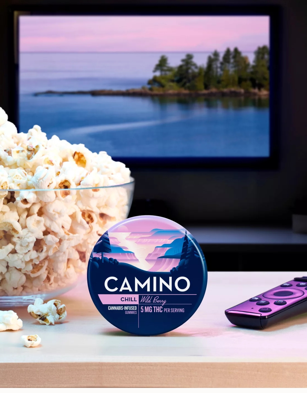 Photograph of product: Camino Cannabis-Infused Gummies | 100 MG | Chill: Wild Berry | 20 Count | 5 MG THC
