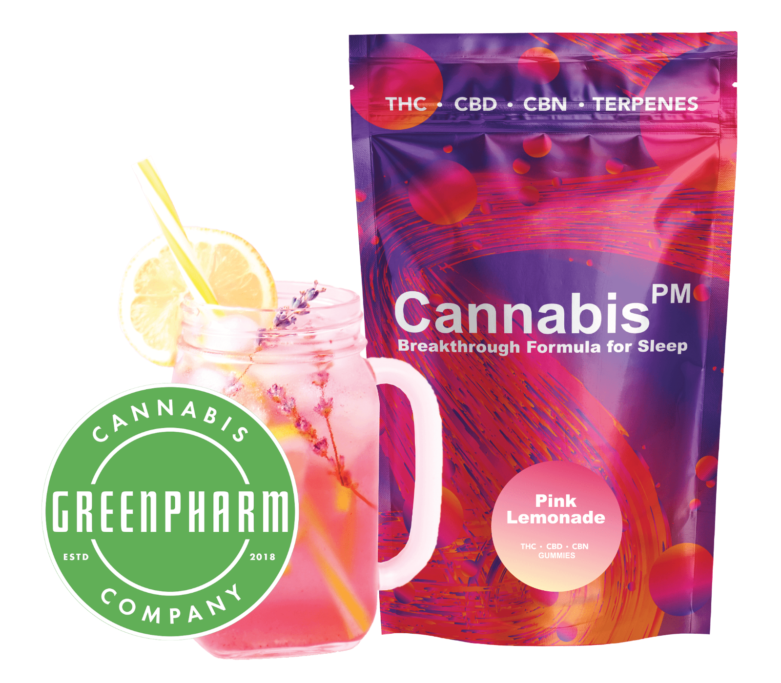 Photograph of product: Edible | Oui'dPM | Pink Lemonade 1:1:1 Sleep Gummies | 50mg