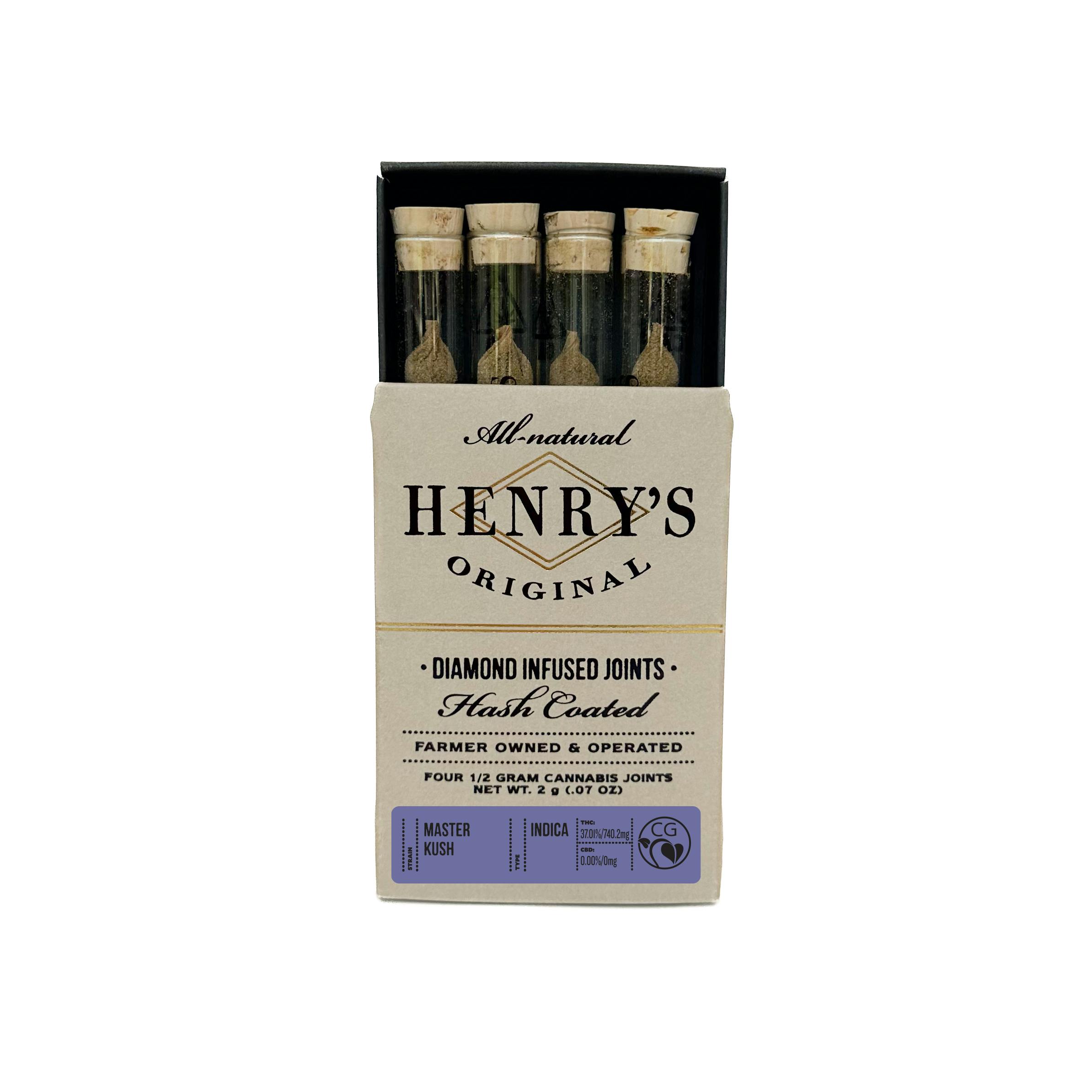 Photograph of product: Henry's Original | Master Kush Infused Pre-Rolls (4 Pack) | 2g