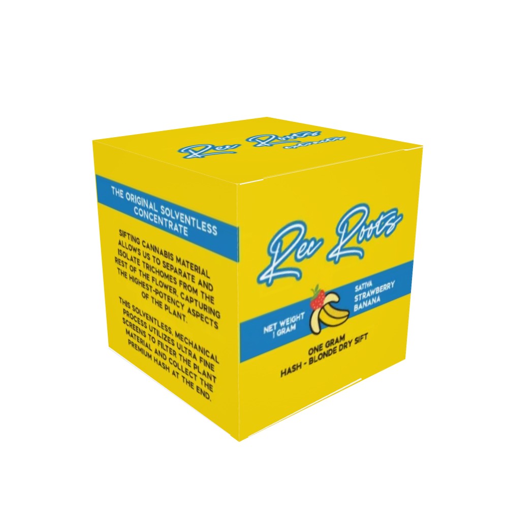 Photograph of Product: REC ROOTS | STRAWBERRY BANANA | SATIVA | BLOND DRY SIFT HASH | 1G