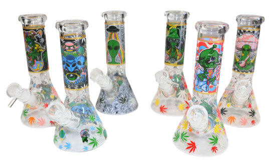 Photograph of product: $25 8" 420 Leaf EELien Beaker Bong with Bowl