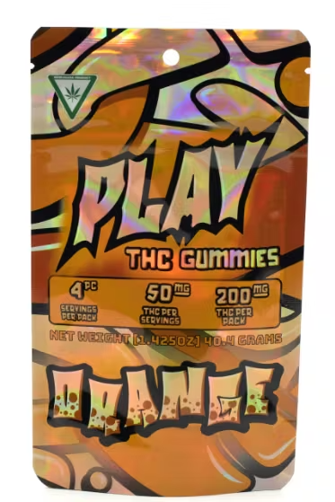 Photograph of product: PLAY | ORANGE | GUMMIES | 200MG