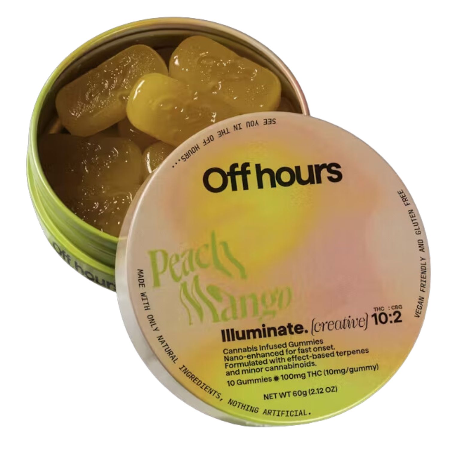 Photograph of product: Peach Mango "Illuminate" Gummies | 10:2 TH-oui:CBG | 10 Pack | 100mg