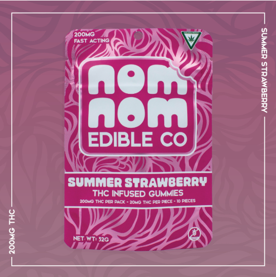Photograph of product: Nom Nom | Live Resin | Summer Strawberry | Oui'd 200mg