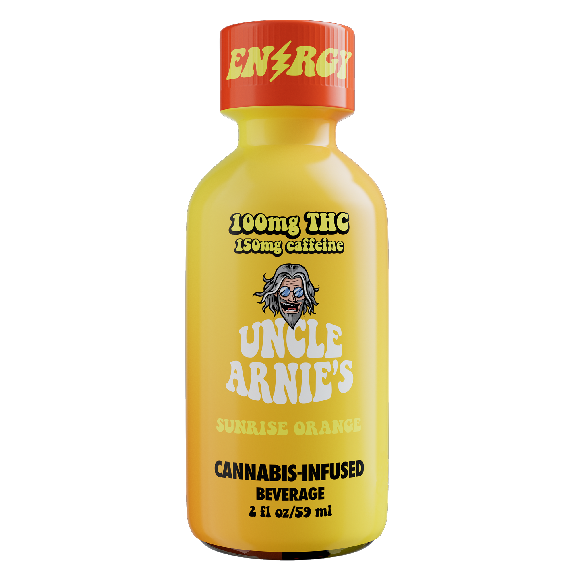 Photograph of product: Uncle Arnies - Sunrise Orange 2oz Shot (Hybrid) Drink 100mg