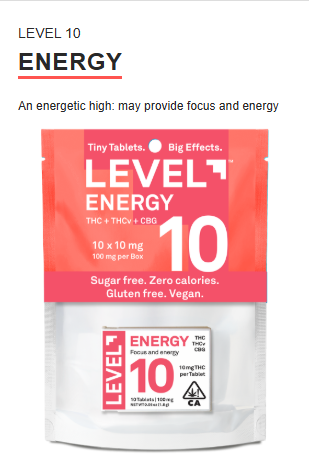 Photograph of product: LEVEL - Capsules - Energy - 10 - TH-oui:TH-ouiv:CBG - 10PK - 100MG